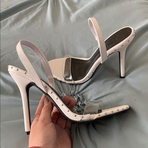 Sexy white studded heels